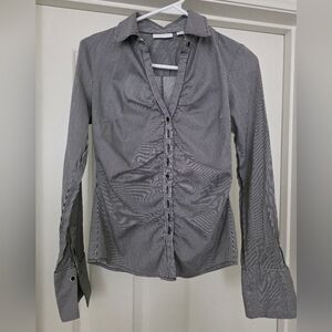 New York & Company Monochrome Striped Shirt